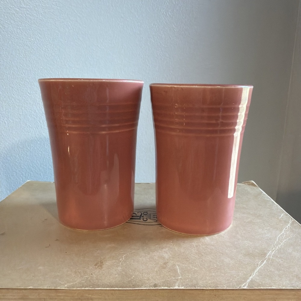 2 Vintage Fiestaware Juice Tumbler Cup Rose Pink Homer Laughlin Fiesta Pair